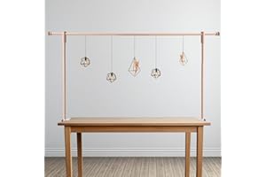 BEYEUTAO Wood Over The Table Rod Stand with Clamps Adjustable 20-47inch Tall 15-106inch Length Wooden Table Rod Stand Decorations for Party Anniversary Wedding Birthday Christmas Halloween.