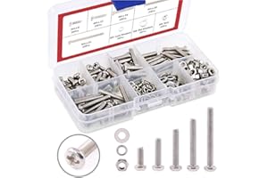 Hilitchi 300-Piece M4 Phillips Pan Head Screws Bolt Nut Lock Flat Washers Assortment Kit, 304 Stainless Steel (M4)