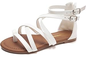 FUNKYMONKEY Girls Gladiator Strap Sandals Flat Fisherman Thong Cross Strappy Sandals