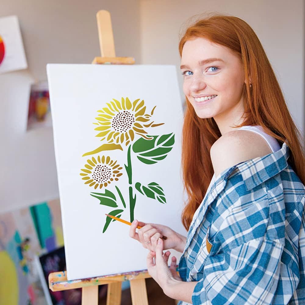 20 Pieces Flower Stencil Flower Drawing Stencils in Different Patterns DIY You are My Sunflower Theme hollowout Template Durable Artists' Drawing and Lettering Aids (7.87 x 7.87 Inch) : Kitchen & Dining