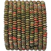 BEADIA Natural Unakite Disk Stone Beads 4x2mm 160pcs Rondelle Loose Semi Gemstone Beads for Jewelry Making Design