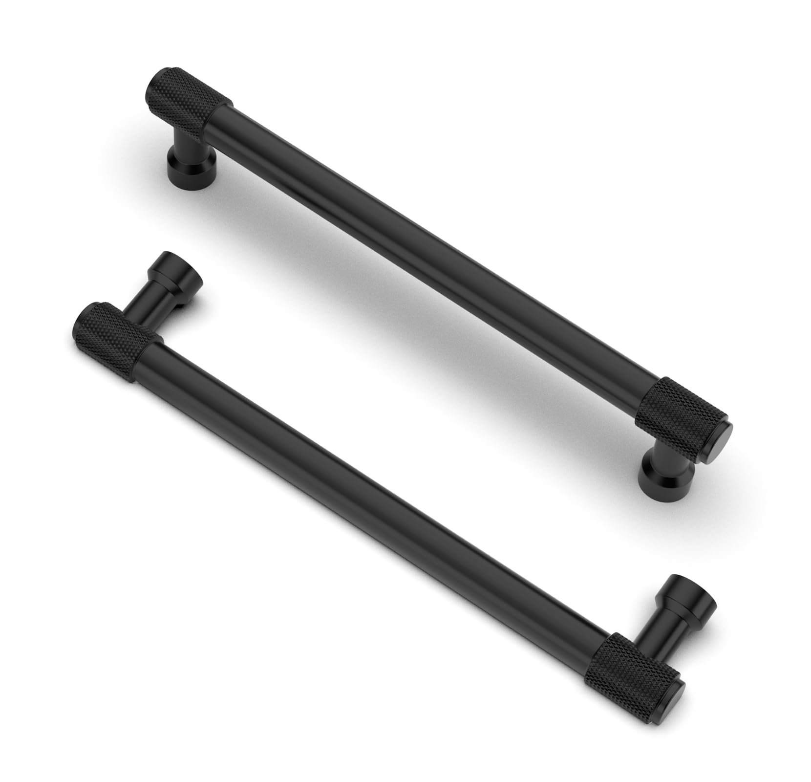 Furniware Pack of 10 Knurled Cabinet Handles - 160 mm, Black, Kitchen & Furniture Handles