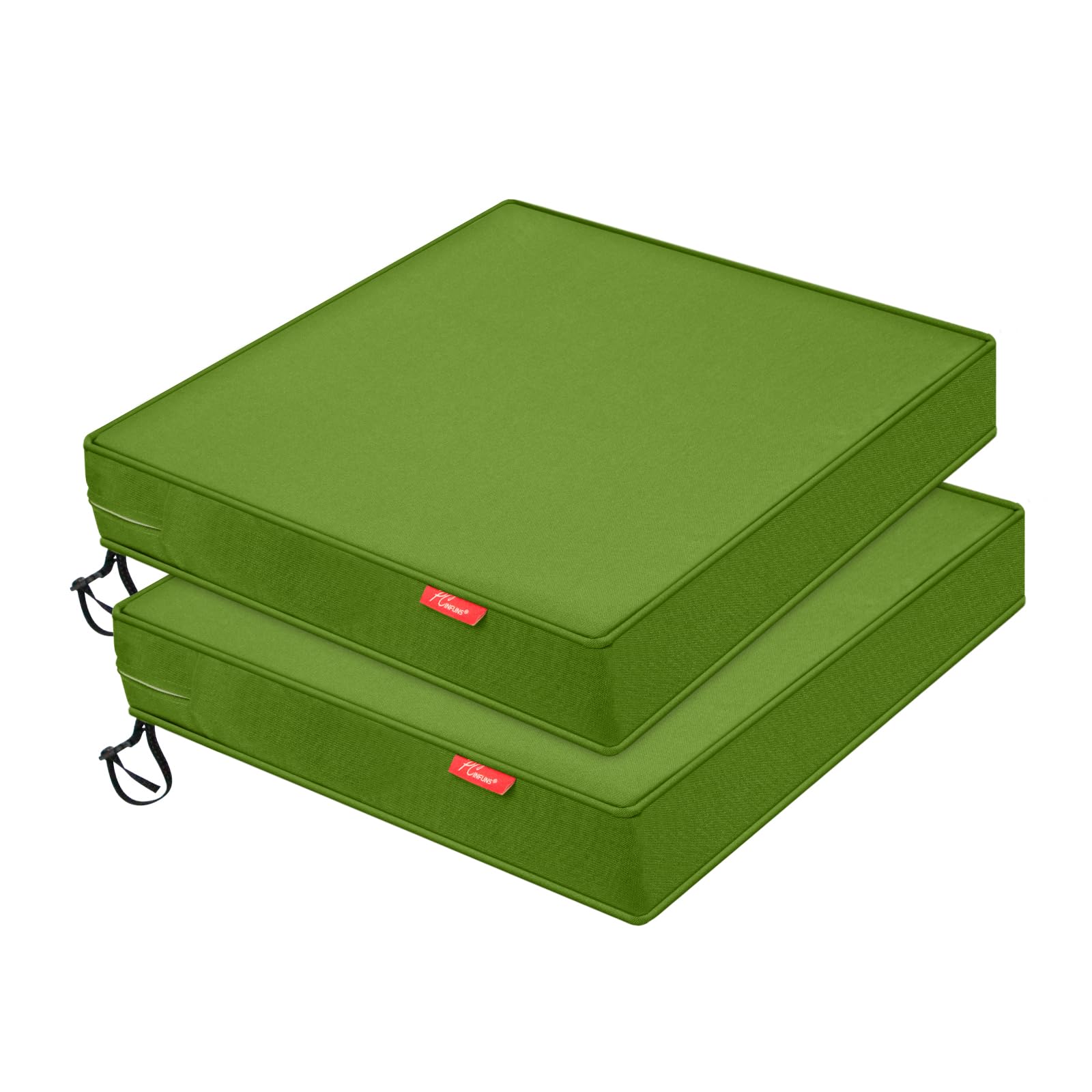 Photo 1 of Pcinfuns Outdoor Chair Cushion 22 x 22 Inch Seat Cushions for Patio Furniture Garden Sofa Couch Chair Pads with Adjustable Straps Set of 2, Grass Green