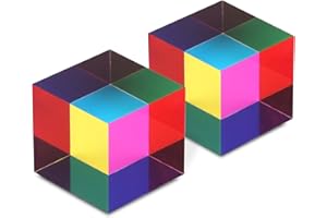 ZhuoChiMall CMY Mixing Color Cube, 40mm (1.57 inch) Acrylic CMYcube Prism for Desktop Decoration, Science Learning Toys Educational Gifts for Kids, 2 Pack