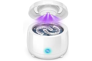 ARJIEKWEI Ultrasonic Retainer Cleaner for Dentures, 180ML Professional Dental Ultrasonic Cleaner, 43kHz Sonic Cleaning Machine for Mouth Guard, Night Guard, Jewelry, Dental Appliance(White)