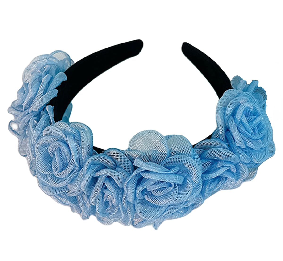 Headbands Boho Head Band for Women - Blue Flower Elastic Hairband Hair Accessories for Her Blue 16120 — image 1