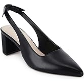 Juliet Holy Womens Pumps Pointed Toe Slip on Slingback Cute Bowknot Classic Chunky Block Heels