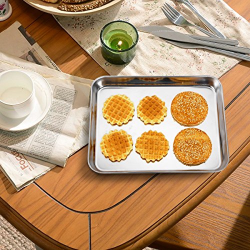Small Baking Sheets, HKJ Chef Mini Baking Pans & Stainless Steel Cookie Sheets & Toaster Oven Tray Pans, Rectangle Size… 7 Small Baking Sheets, HKJ Chef Mini Baking Pans & Stainless Steel Cookie Sheets & Toaster Oven Tray Pans, Rectangle Size… - Image 8