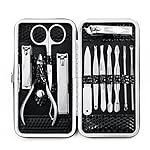 Professional Stainless Steel Manicure Tool Pedicure Nail Clippers Grooming Kit Cuticle Cutters Set of 12 with Portable Travel Case