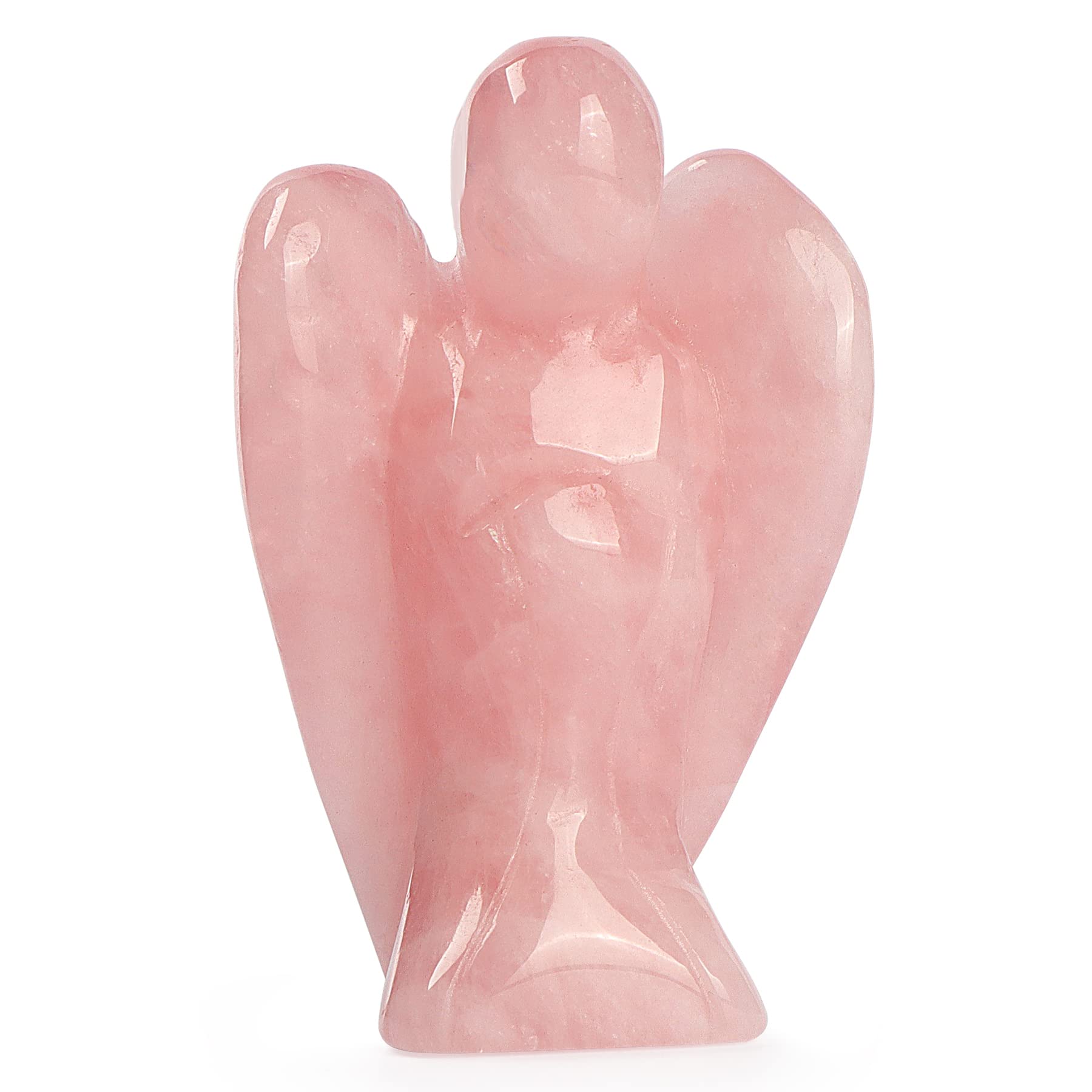 Artistone Natural Rose Quartz Crystal Pocket Guardian Angel Figurine, 2" Reiki Healing Gemstone Carved Angels Gift Statue Decoration