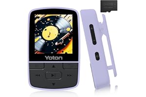 YOTON MP3 Player with Bluetooth 5.2, 64GB Storage, Mini Size, HiFi Music, with Sports Clip, Independent Volume Control, FM Radio, Includes Headphones (Purple)