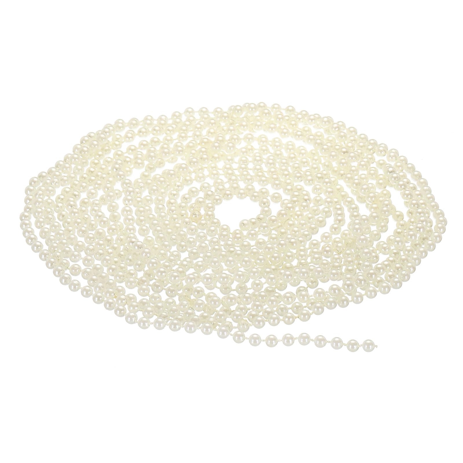 PATIKIL 5mm Faux Pearl Beads Garland, 16.4 Ft Pearl String Chain Roll for Craft Wedding Party Home Decorative Jewelry Making Christmas Tree, Beige
