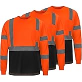 fortresswear High Visibility Safety Shirts for Men, Hi Vis Class 3 Long Sleeve Reflective Construction Shirts