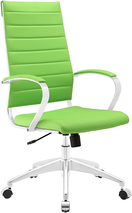 Modway Jive Ribbed High Back Tall Executive Swivel Office Chair With Arms In Bright Green