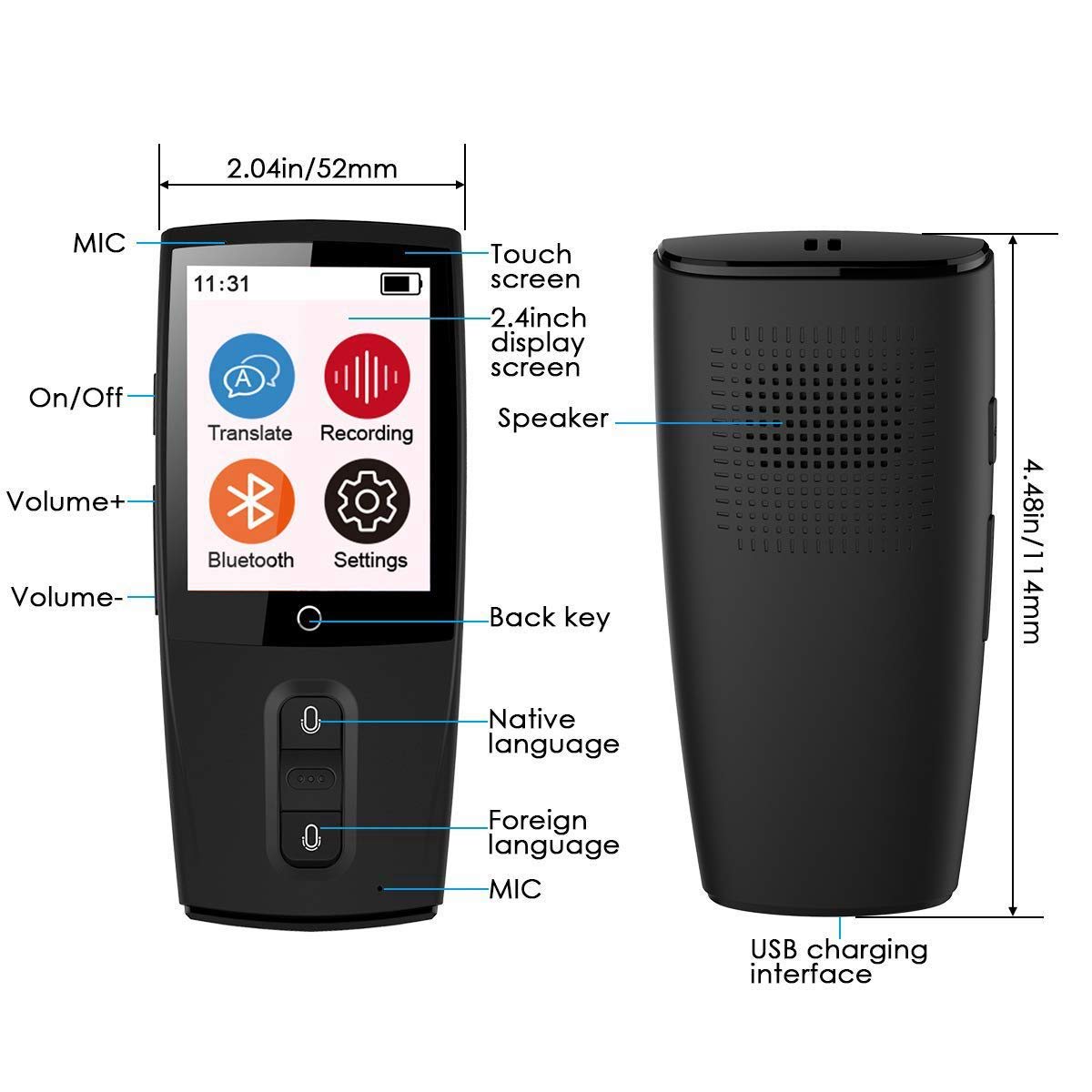 40 Lingue Inglese Cinese Francese Spagnolo Tedesco Italiano E Altro Sodial Smart Voice Translator Dispositivo Di Traduzione In Tempo Reale Wifi Con Toccare Screen A Colori Da 2 4 Pollici Cancelleria E Prodotti