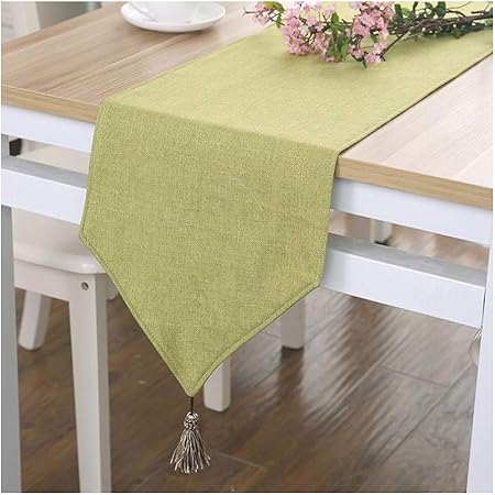 Yeung Toile De Jute Table Chemin Table Basse Meuble Tv Europeen Minimaliste Gland Decoratif Cuisine Fete Nappe Couleur Green Taille 30 180cm Amazon Fr Cuisine Maison