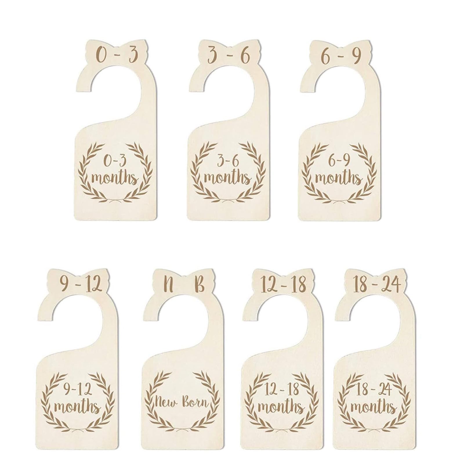 LMOGWL 7-Piece Wooden Baby Wardrobe Divider, Baby Clothing Wardrobe Organizer, Wooden Clothing Divider, Clothing Size Divider Organizer, Toddler Baby Wardrobe Divider (1-24 Months)