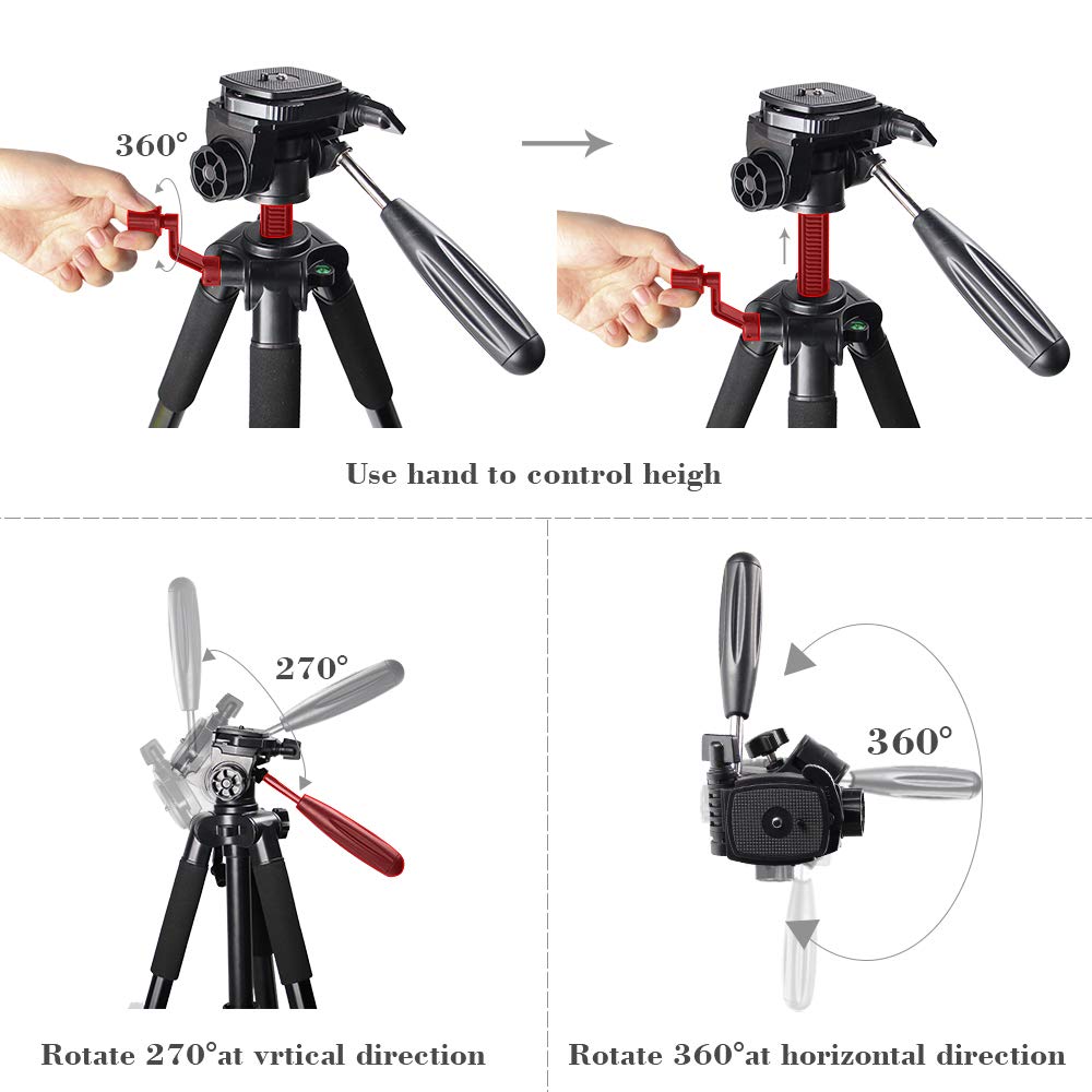 ZoMei Z666 Portable Travel Camera Tripod Lightweight 3-Level Height Adjustable Aluminum Tripod for DSLR SLR Nikon Sony Canon DV Video with Carrying Bag(Black)