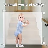 PetHot Retractable Stair Gate 55” Wide 33” Tall One-Handed Baby Pet Gate White view 7