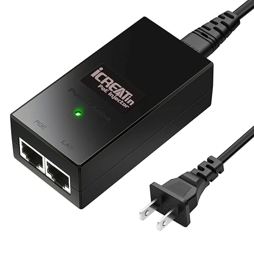 24volt Gigabit POE Injector, 24V 1A Passive PoE Adapter for Ubiquiti ...