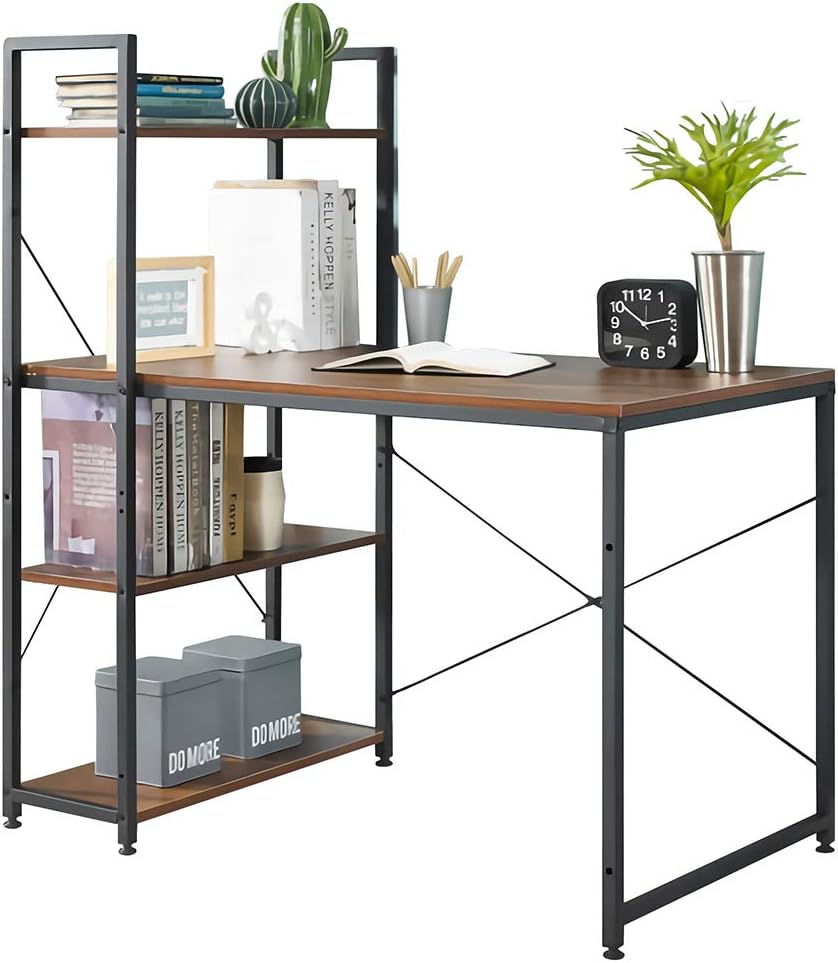 CLOZ Computer Desk 47 Inch Study Table with Iron Shelves Detachable Metal Industrial Style Multi-Function Desk for Home Office: Kitchen & Dining