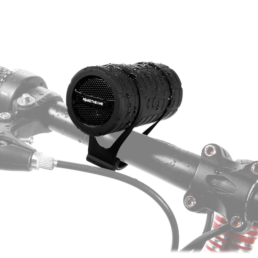 Maketheone Bluetooth Wireless Speaker, Portable Waterproof and Shockproof Outdoor Speaker with 3.5mm Aux MicroSD Input for Mountain Bike Bicycle Cycling Electric Scooter (Black)