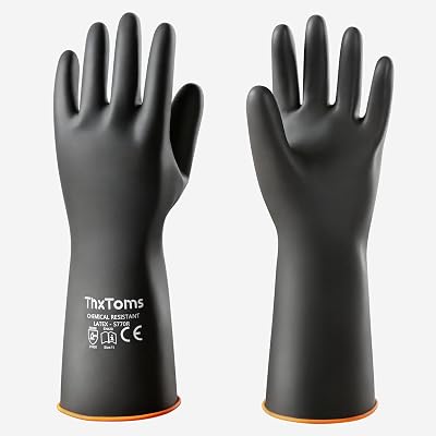 ThxToms Chemical Resistant Gloves Heavy Duty Rubber Acid Alkali Oil 14 Inch 1