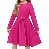 Arshiner Girls Long Sleeve Dress A line Twirly Skater Casual Bow Tie Dress