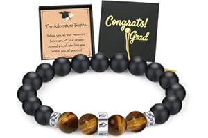 TONY & SANDY 2024 Graduation Gifts for Him Tiger Eye Bead Bracelet Men Cool College Middle High School 5th 8th Grade Graduation Gifts for Boys Son Grandson Nephew