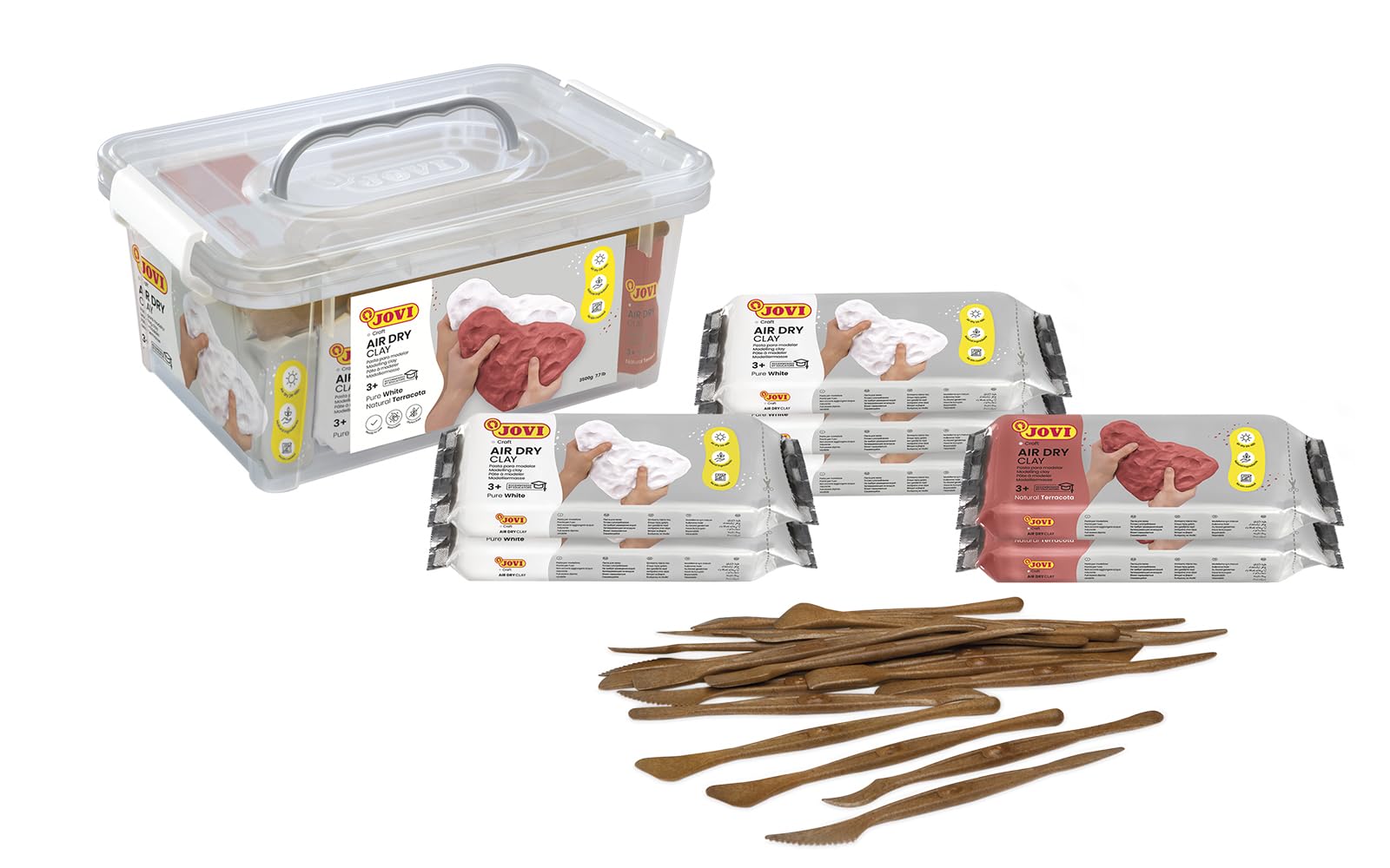 Jovi - Air Dry Modelling clay in Assorted Colours, 3,5 kg of clay + sculpting tools