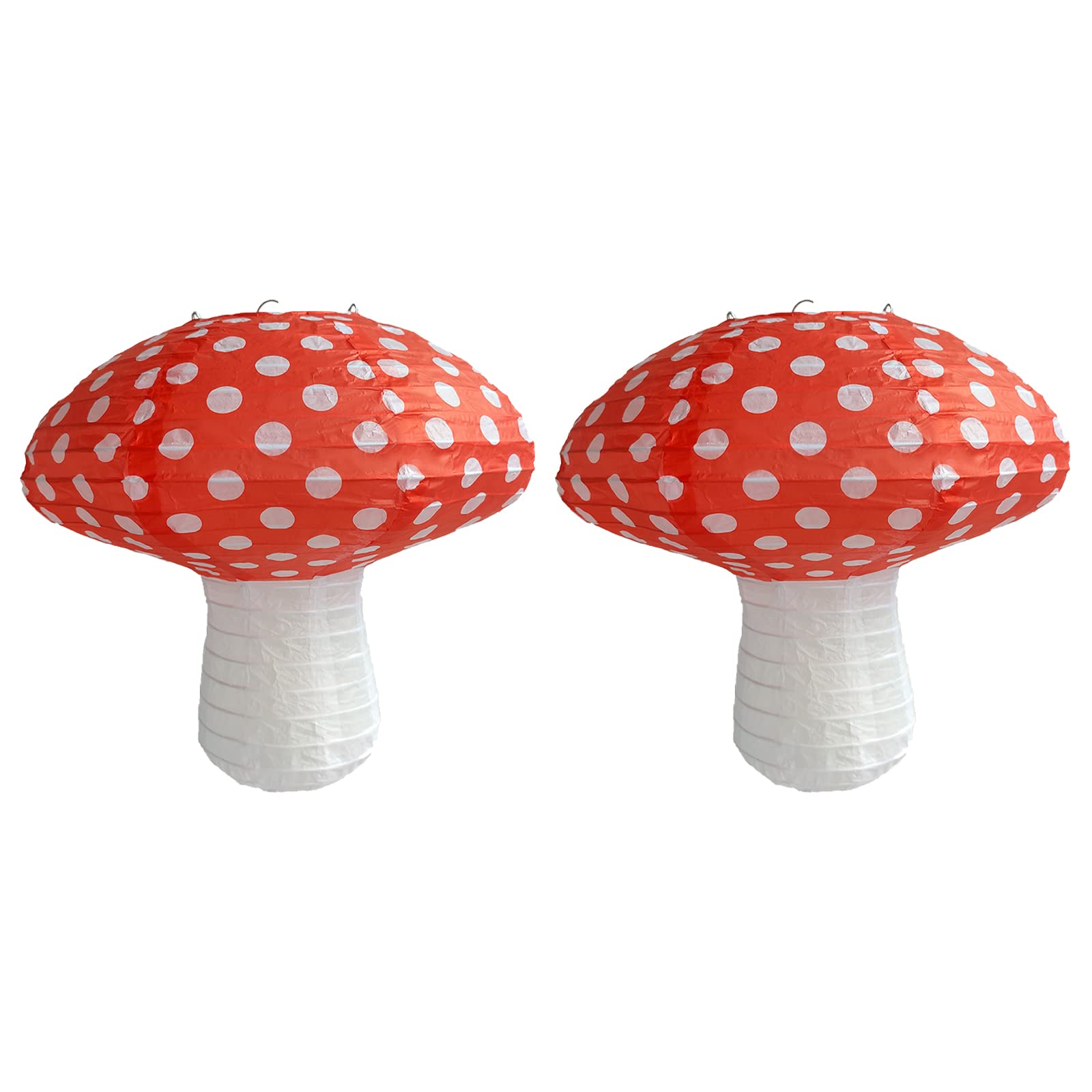 2 Pcs Small Mushroom Shaped Paper Lanterns Foldable Woodland Paper Mushroom Lanterns 3D Mushroom Ornaments for Forest Jungle Wonderland Theme