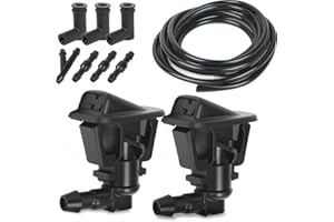 OTUAYAUTO Windshield Wiper Nozzle Fluid Hose Kit, Direct Replacement for Jeep Wrangler 2013-2017, Jeep Wrangler JK 2018-2023 – Washer Fluid Jets & Rubber Tube Hose, Replaces 68164356AB, 68197414AB