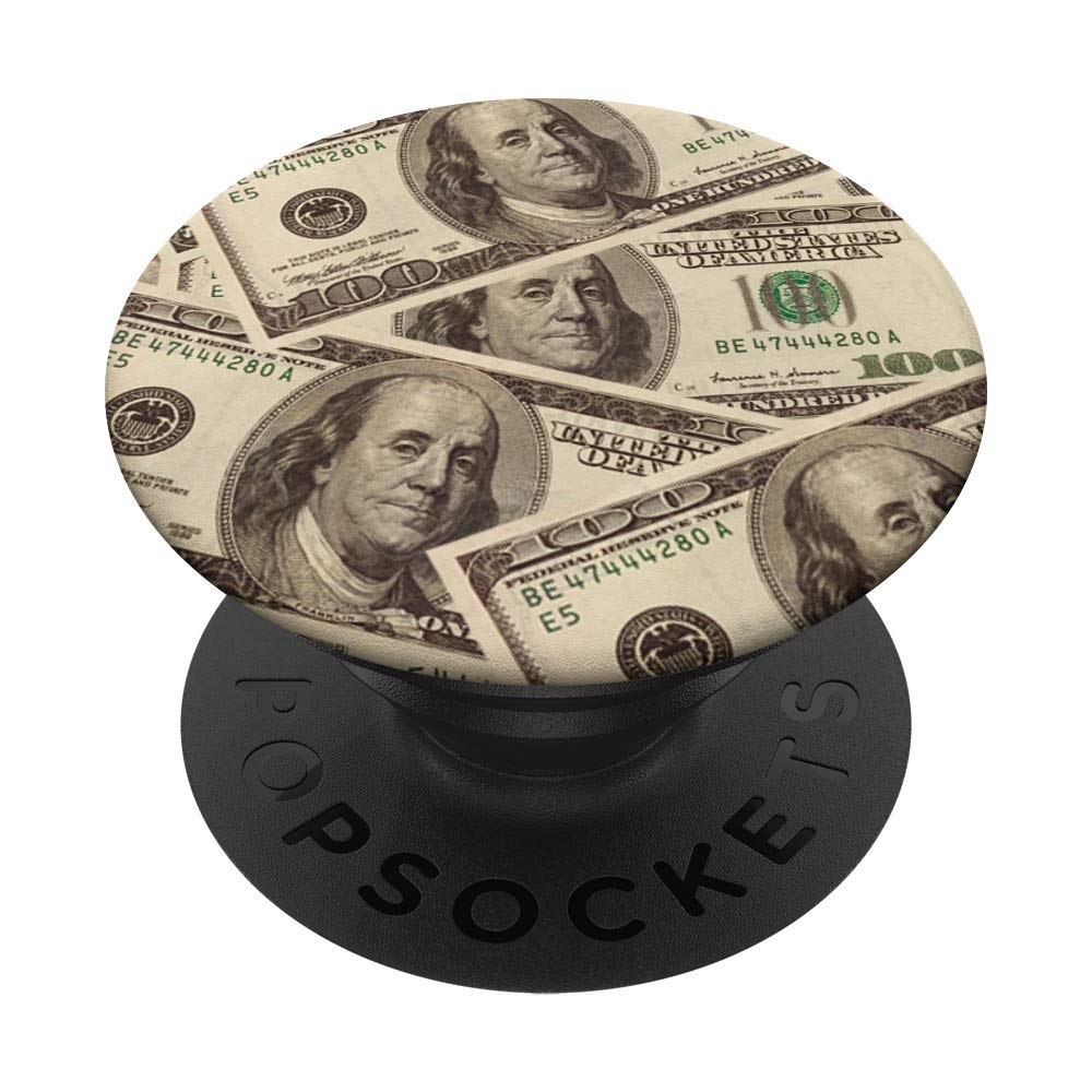 Money Hustler 100 Hundred Dollar Bills Pattern Cash Gangster PopSockets Grip and Stand for Phones and Tablets