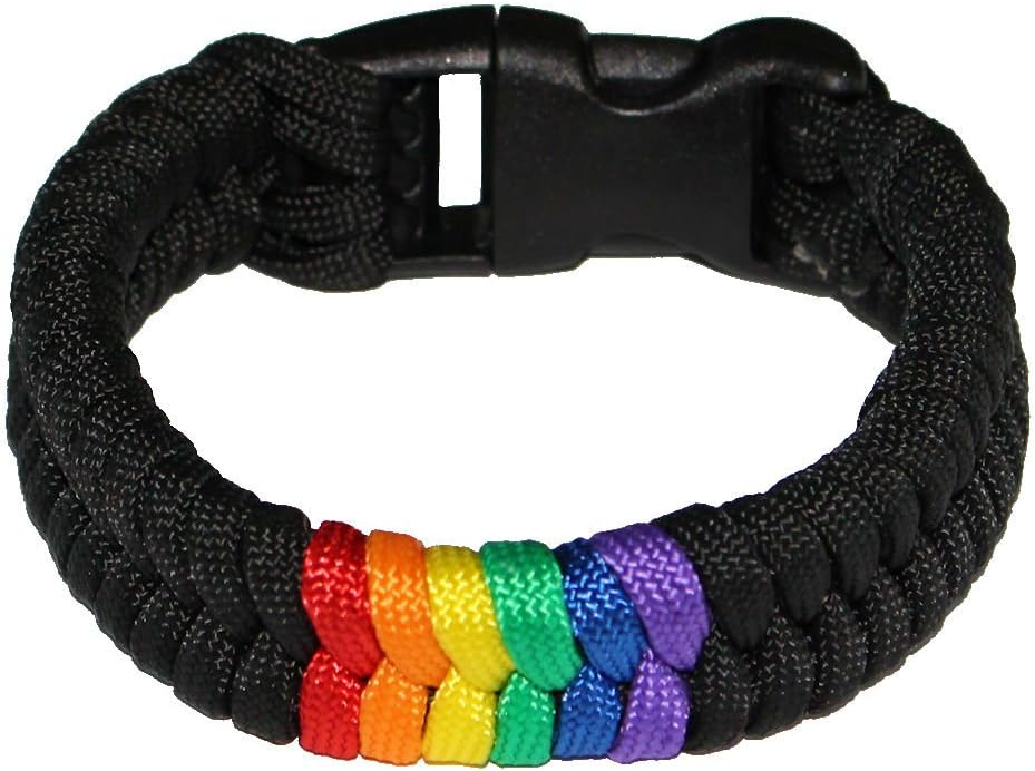 Gay Rainbow Sisters Paracord Bracelet Black with Braid