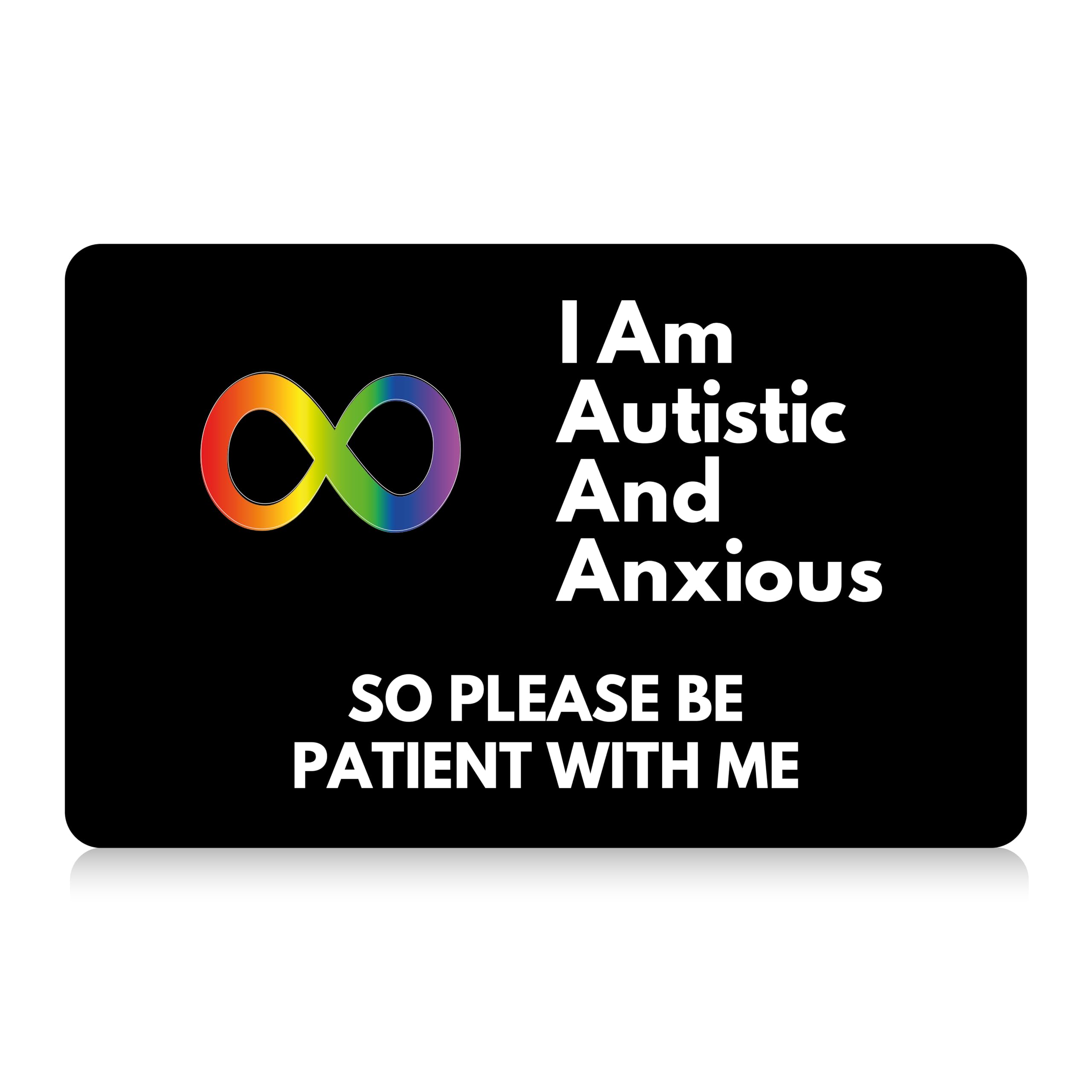 Autism Autistic Non-Verbal Autism Spectrum Disorder (ASD) Anxious Card with Writable Panel and Patterned Lanyard, Autism Emergency Contact Card (Autistic Anxious)