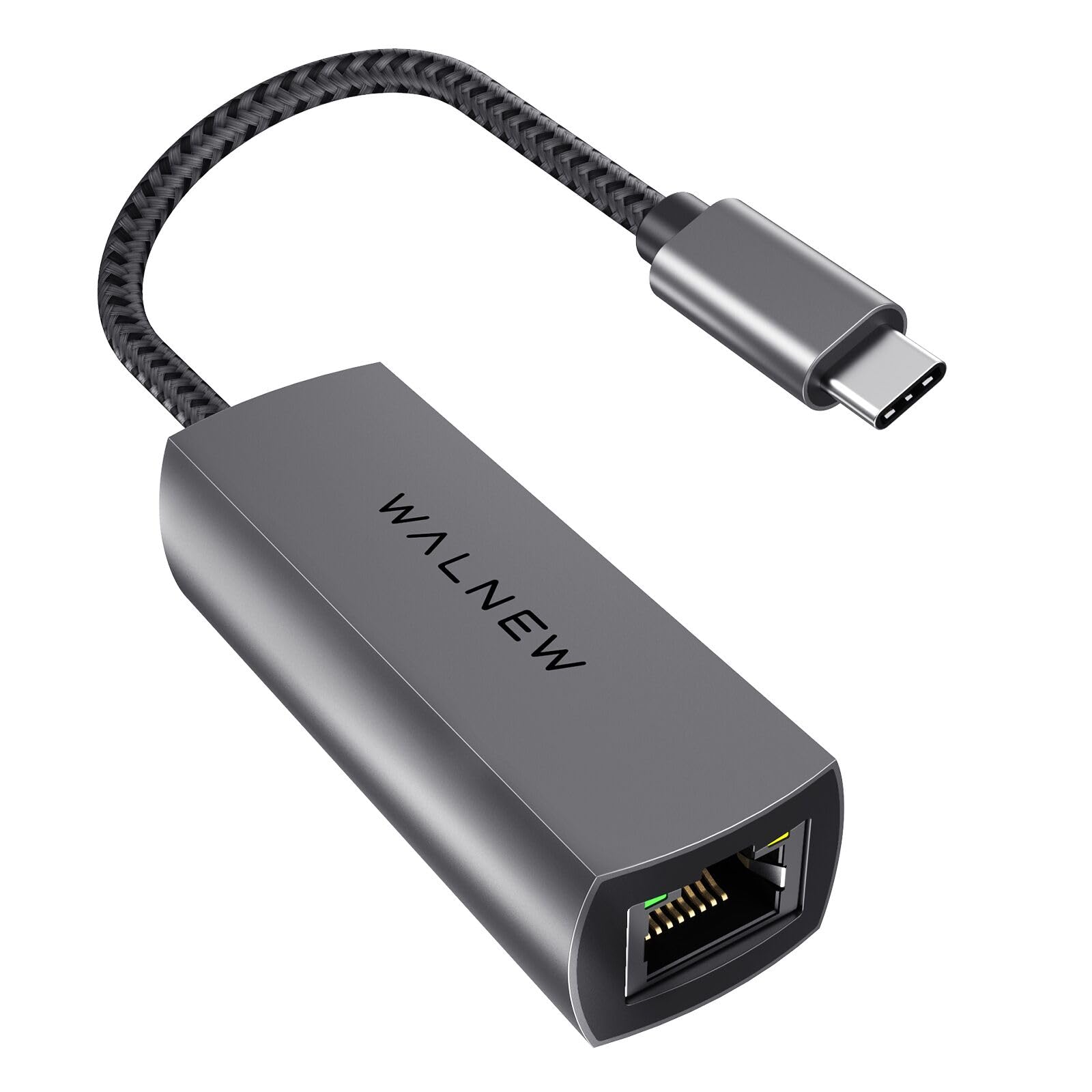 WALNEW USB-C Ethernet Adapter 2.5 Gigabit, USBC to RJ45 LAN Connector, 2.5Gb Network Cable Converter Thunderbolt 3 for NAS Server,Mac,MacBook Pro/Air,iPad 10,Dell XPS 17 15,Surface Laptop,Chromebook