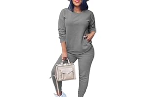 Fixmatti Women's 2 Piece Sweatsuit Long Sleeve Shirts Jogger Pant Set Tracksuit