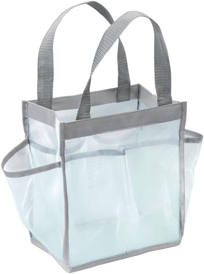 iDesign Mesh Water-Resistant Shower Caddy Tote with Handles for Bathroom, College Dorm, Garden, Beach, 8.5