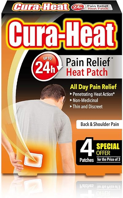 Cura-Heat Back and Shoulder Pain 4 Heat Patches Brand Cura-heat