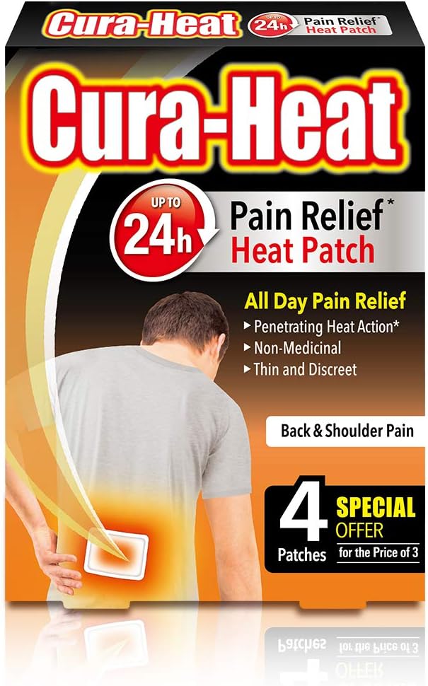 Cura-Heat Back and Shoulder Pain 4 Heat Patches Brand Cura-heat