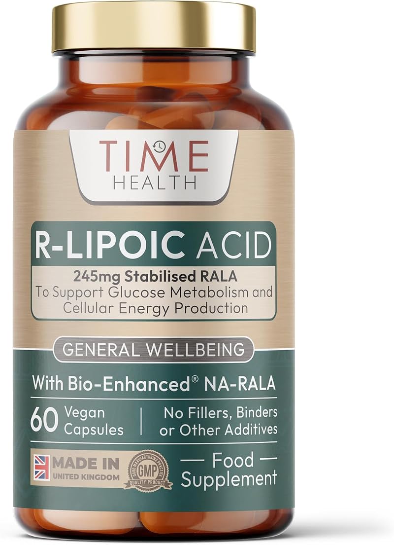 Time Health Bio-Enhanced R-Lipoic Acid 60 x 245mg Vegan Biotin UK GMP