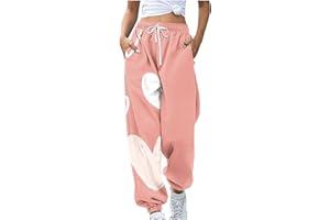 KSODFNXH Sweatpants Women Casual High Waist Plus Size Wide Leg Bound Pants with Pockets Trendy Solid Color Drawstring Pants
