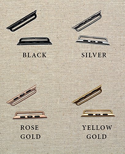 Genuine Leather and Fabric Apple Watch Band 38mm - 42mm Apple Watch Strap Accessories - Gold Lugs Adapter - iWatch Strap - iWatch Band - Thumbnail 2