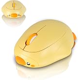KUYHRF Cute Duck Bluetooth Wireless Mouse -Rechargeable,Dual Mode Connection, Silent Scroll Wheel, 1600 DPI - Perfect for Laptops, PCs, and Tablets (Yellow)