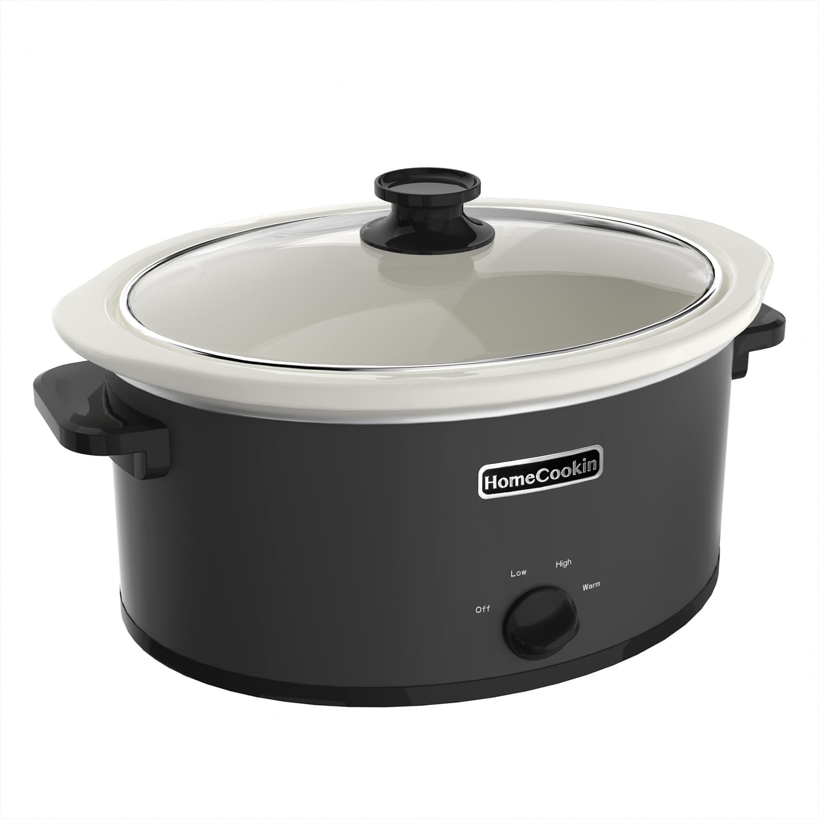 HOMECOOKIN 7 Quart Slow Cooker Oval Manual Pot Food Warmer with 3 Cooking Settings, Black