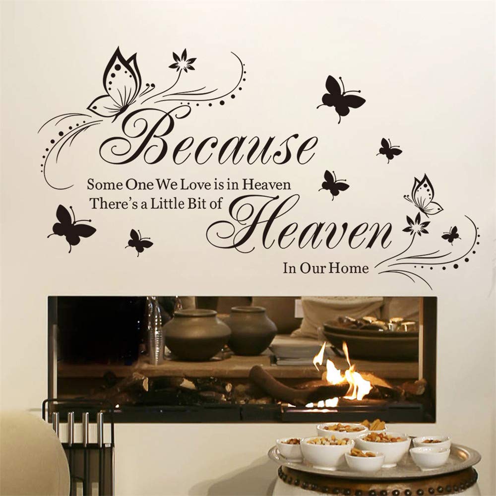 ufengke Heaven in Our Home Wall Stickers Quotes and Sayings Wall Decals Art Decor for Bedroom Living Room