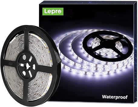 le tira de luces led de 12 v flexible resistente al agua smd 2835 cinta de 16 4 pies para navidad hogar cocina y mas luz blanca