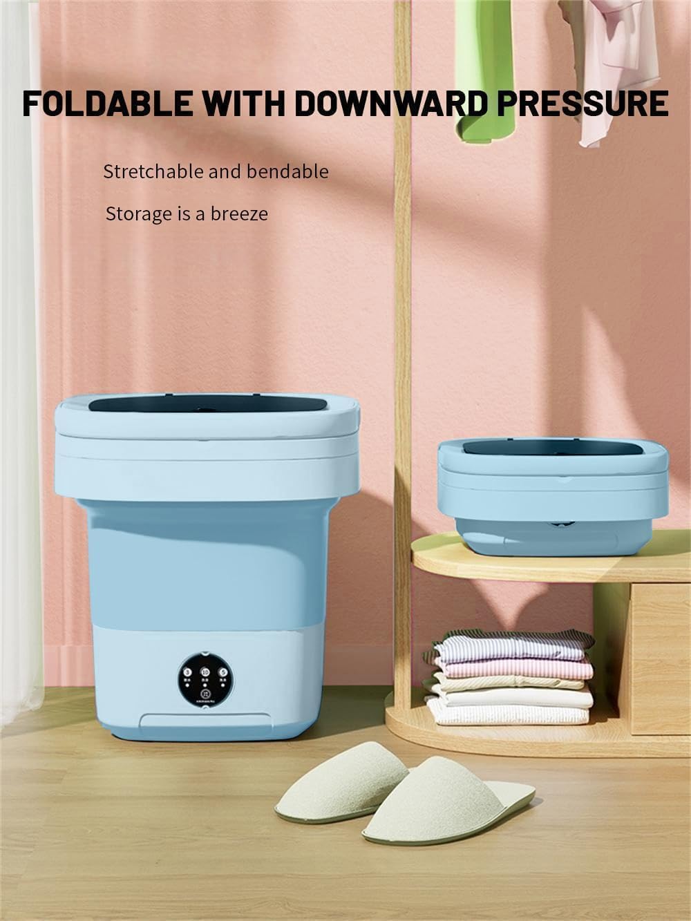 Portable Washing Machine, Mini Washer,16L Upgraded Large Capacity Foldable Washer.Deep Cleaning of Underwear, Baby Clothes and Other Small Clothes.Suitable for Apartments, Dormitories, Hotels.(Blue)