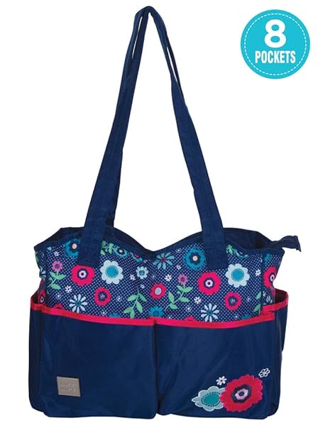 Mee Mee Multipurpose Diaper Bag (with Changing Mat, Floral Navy Blue)