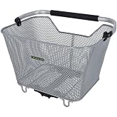Tubus Carrier Systems Deluxe 2.0 Basket, Silver, One Size | Racktime BaskIt Deluxe 2.0 Steel Vinyl Bike Basket | Convertible &amp; Easy-Load
